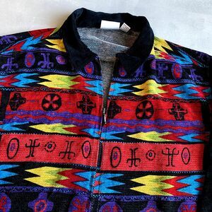 Chicos Jacket‎ Womens 3 Aztec XL Southwest Western Colorful Art To wear Full zip